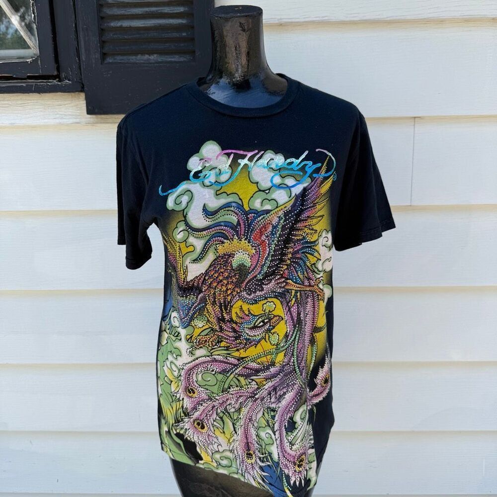 RARE Ed Hardy Christian Audigier Rhinestone USA-Made Unisex T Tee Shirt